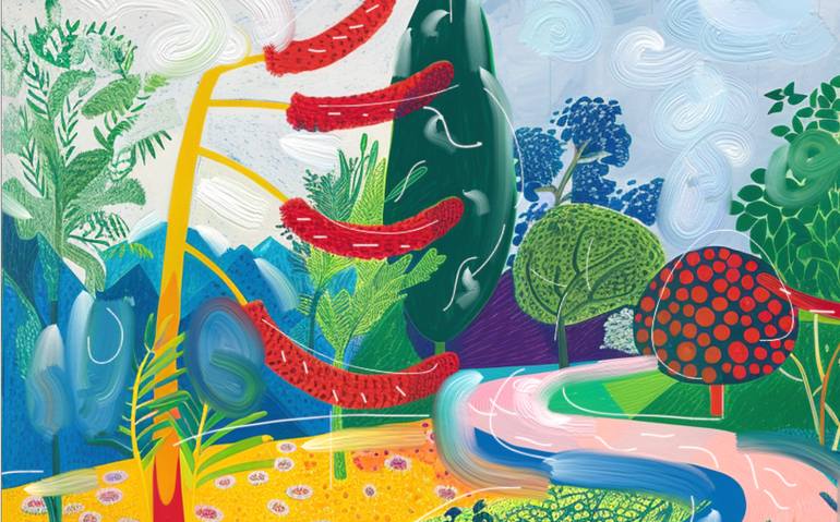 Original Algorithmic Abstract Painting by Michel Katz