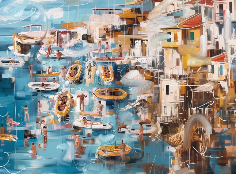 Original Artificial Intelligence Abstract Painting by Michel Katz