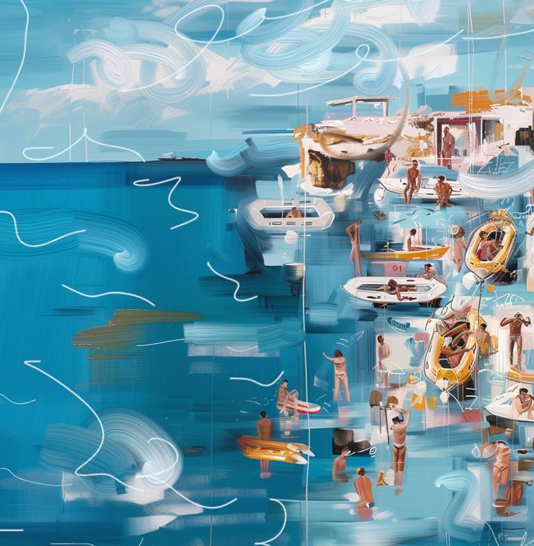 Original Artificial Intelligence Abstract Painting by Michel Katz