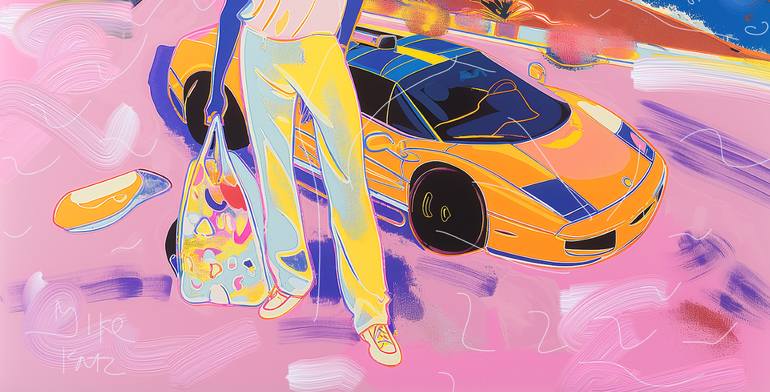 Original Abstract Expressionism Car Painting by Michel Katz