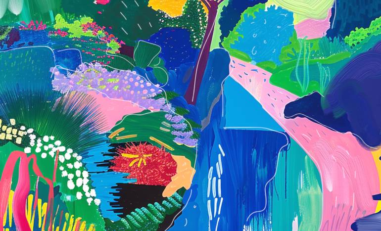 Original Abstract Botanic Mixed Media by Michel Katz