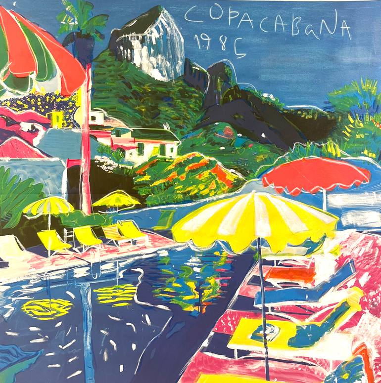 Original Abstract Expressionism Beach Mixed Media by Michel Katz