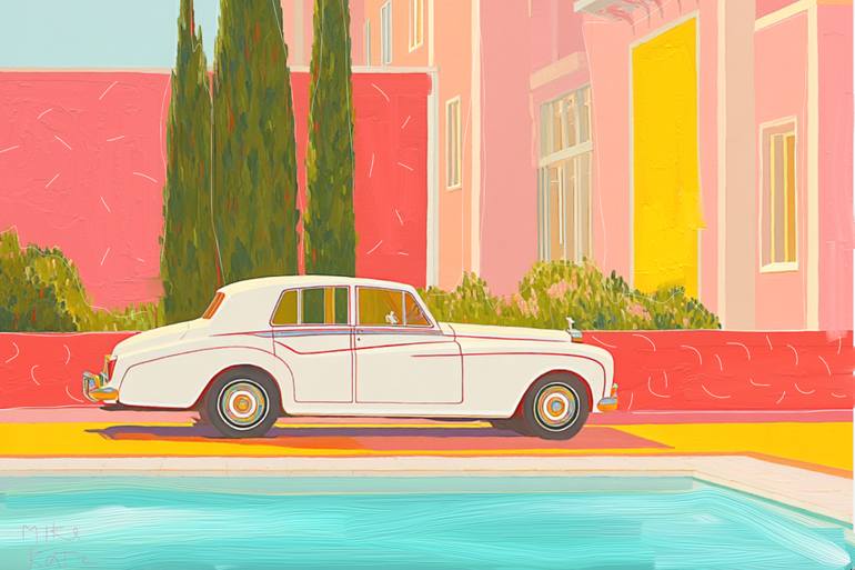 Original Abstract Expressionism Car Mixed Media by Michel Katz