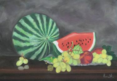 Still Life with watermelon and grapes thumb
