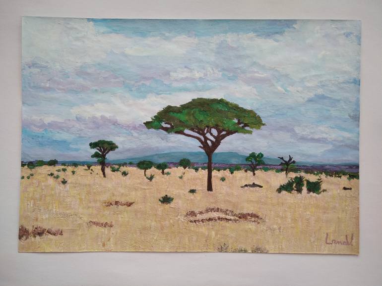 Original Art Deco Landscape Painting by Lanav Art