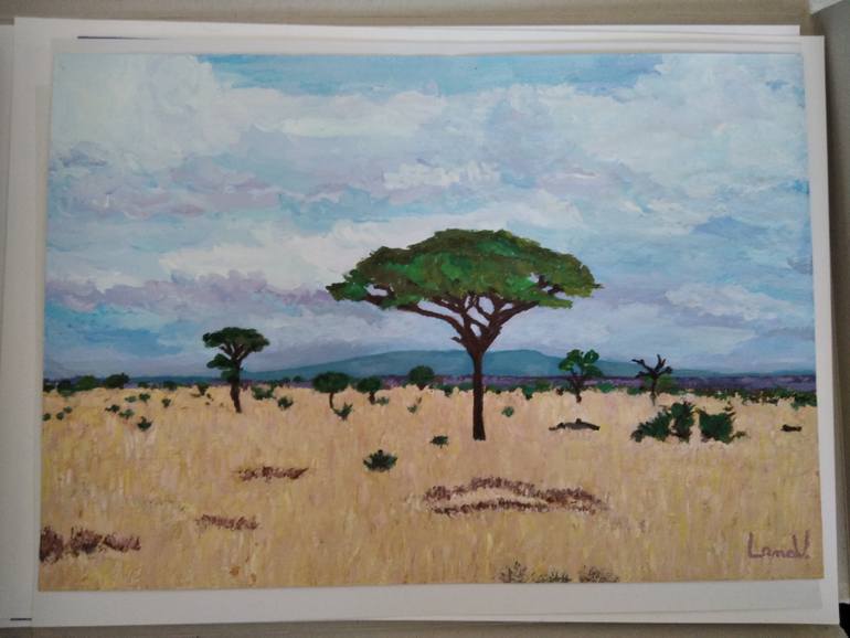Original Art Deco Landscape Painting by Lanav Art