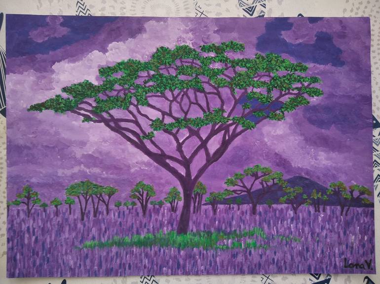 Original Impressionism Tree Painting by LanaV Art