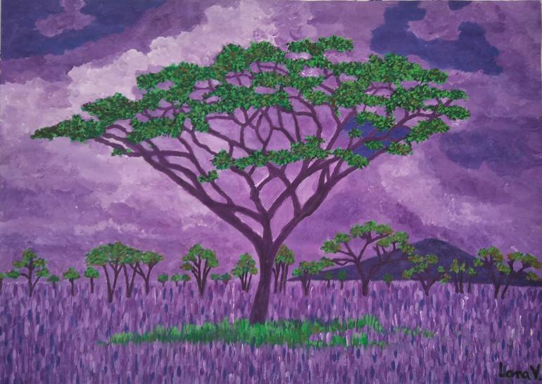 Original Impressionism Tree Painting by LanaV Art