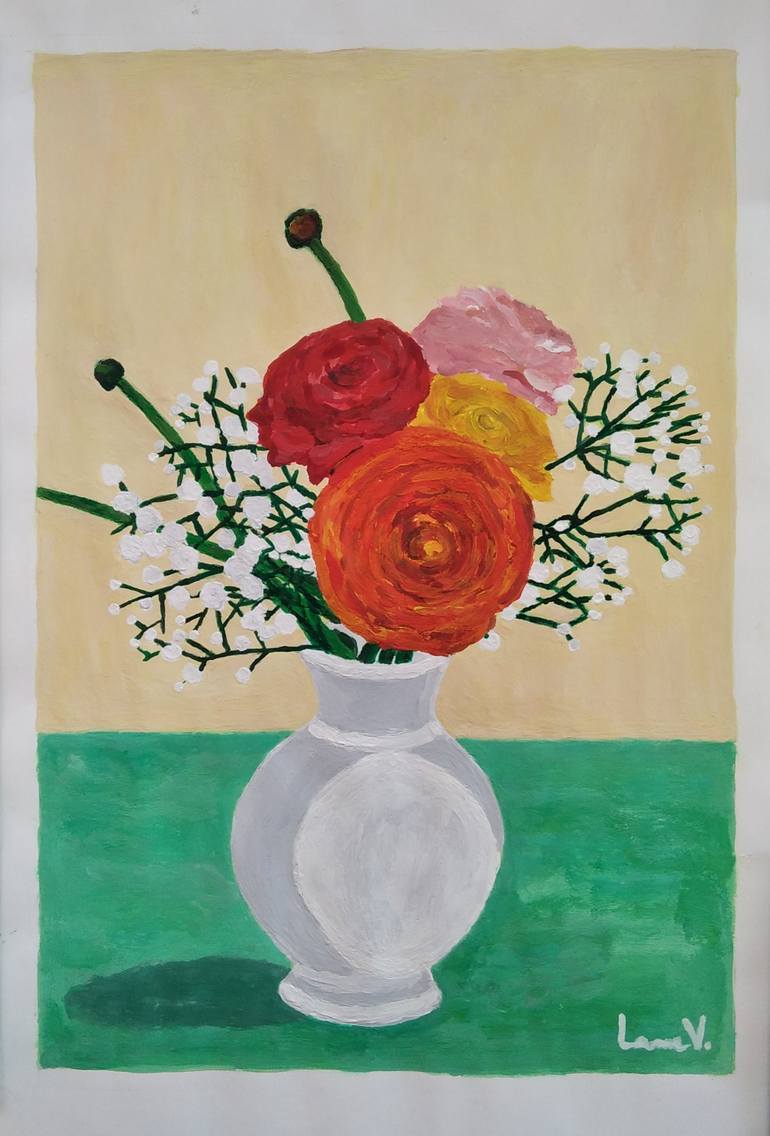 Original Impressionism Floral Painting by Lanav Art