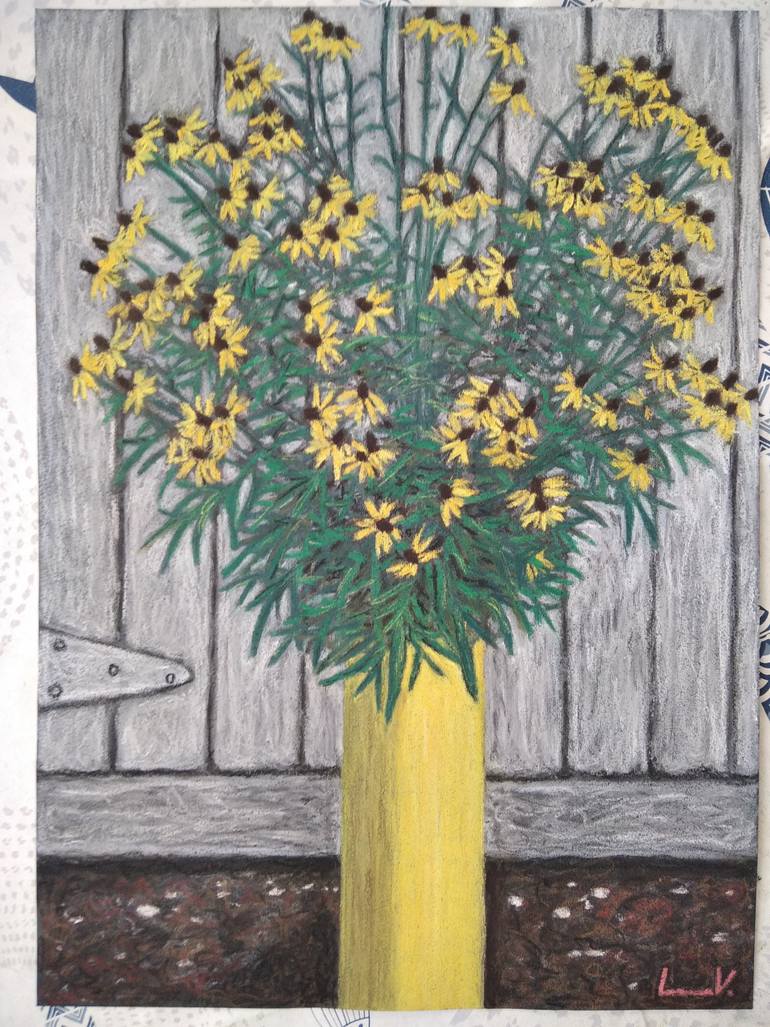 Original Art Deco Floral Painting by Lanav Art