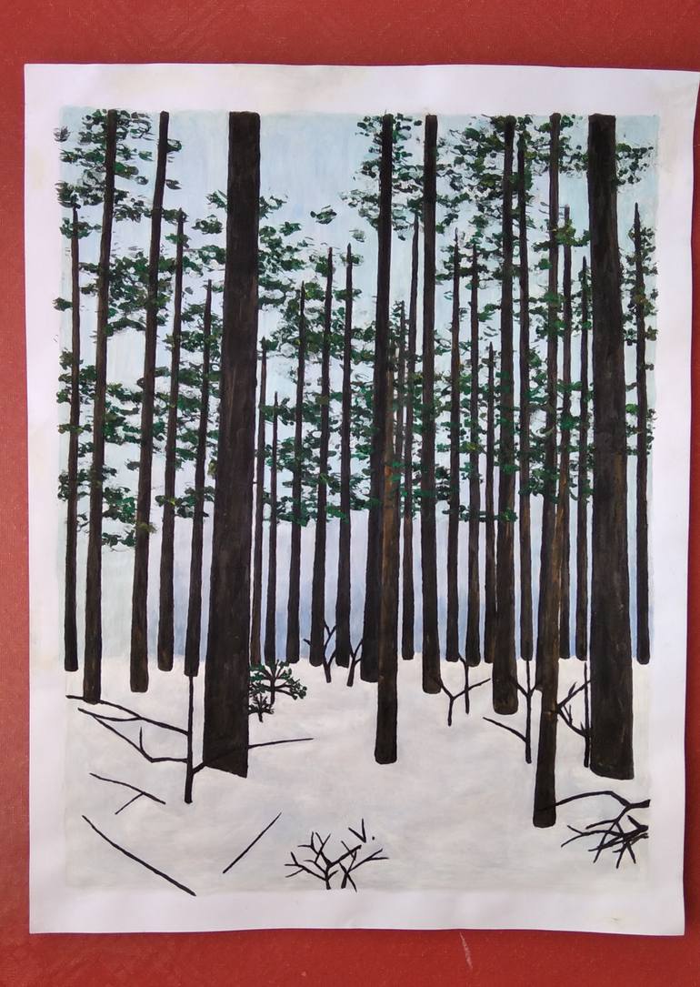 Original Art Deco Landscape Painting by Lanav Art