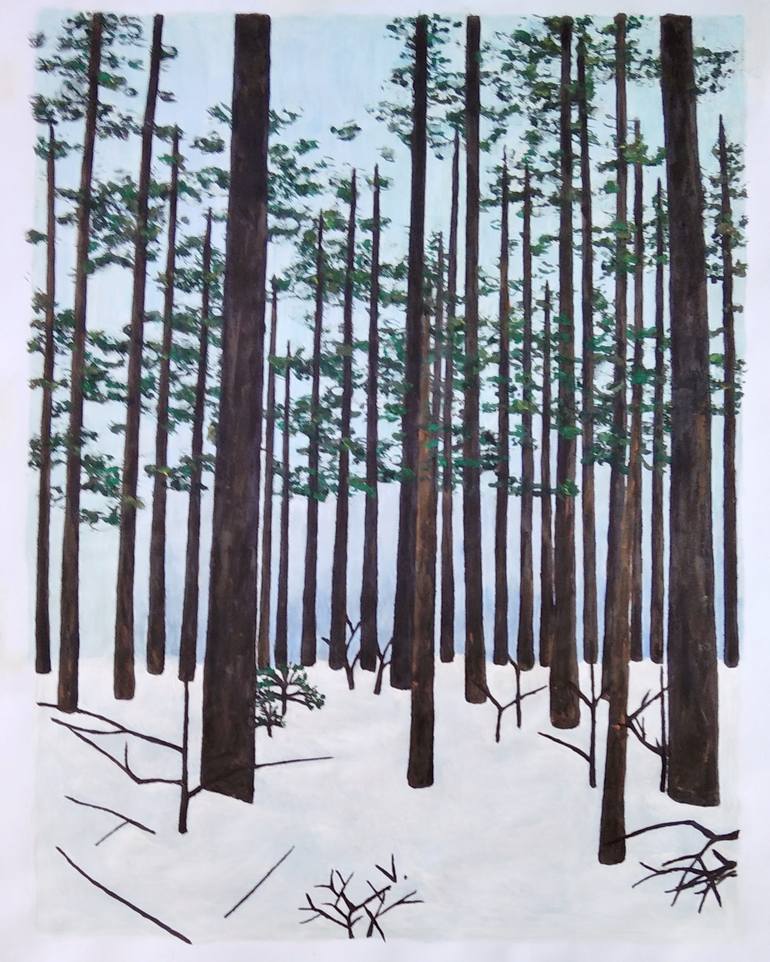 Original Art Deco Landscape Painting by Lanav Art