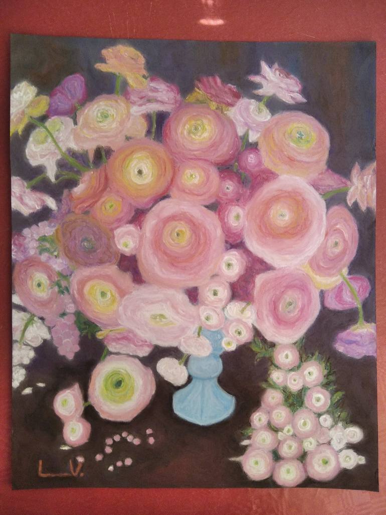 Original Art Deco Floral Painting by LanaV Art