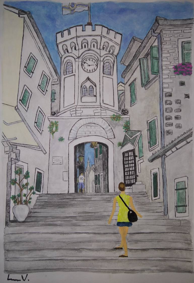 Original Figurative Architecture Painting by Lanav Art