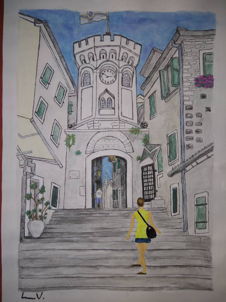 Original Figurative Architecture Painting by Lanav Art