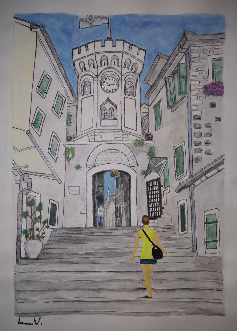 Original Figurative Architecture Painting by Lanav Art