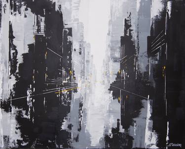 Original Abstract Cities Painting by Claire Teissere