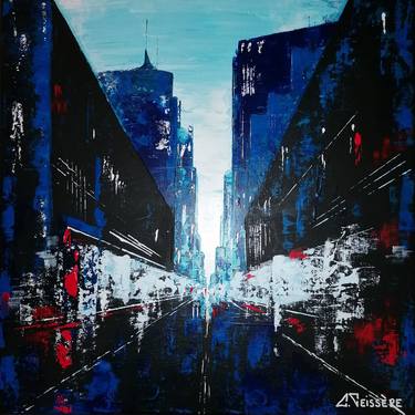 Original Abstract Cities Painting by Claire Teissere