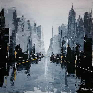 Original Abstract Cities Painting by Claire Teissere