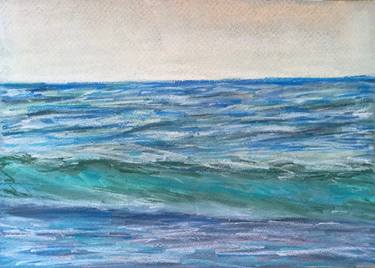 Seascape painting. Sunrise painting. Coast painting. Expressionism art. thumb