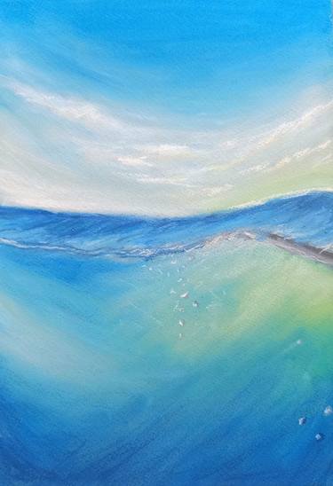 Underwater painting. Sunshine painting. Water painting. Seascape. Cyan art. thumb