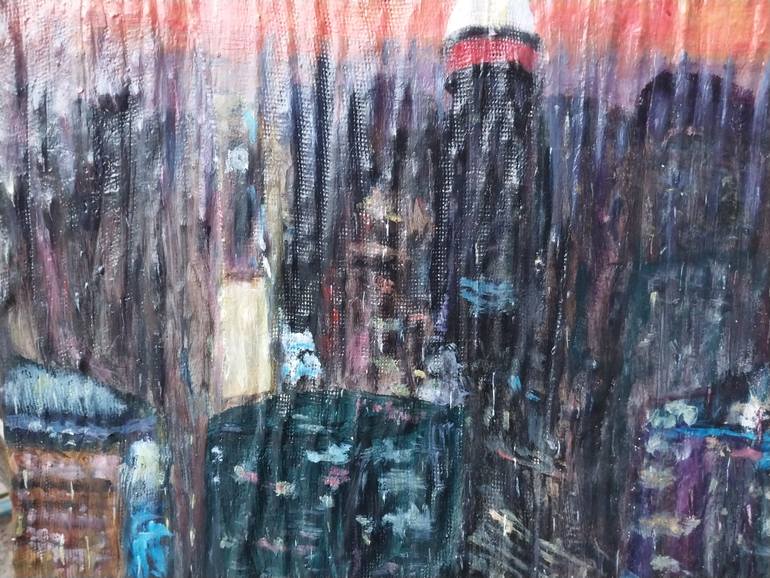 Original Art Deco Cities Painting by Ayesha Idrees