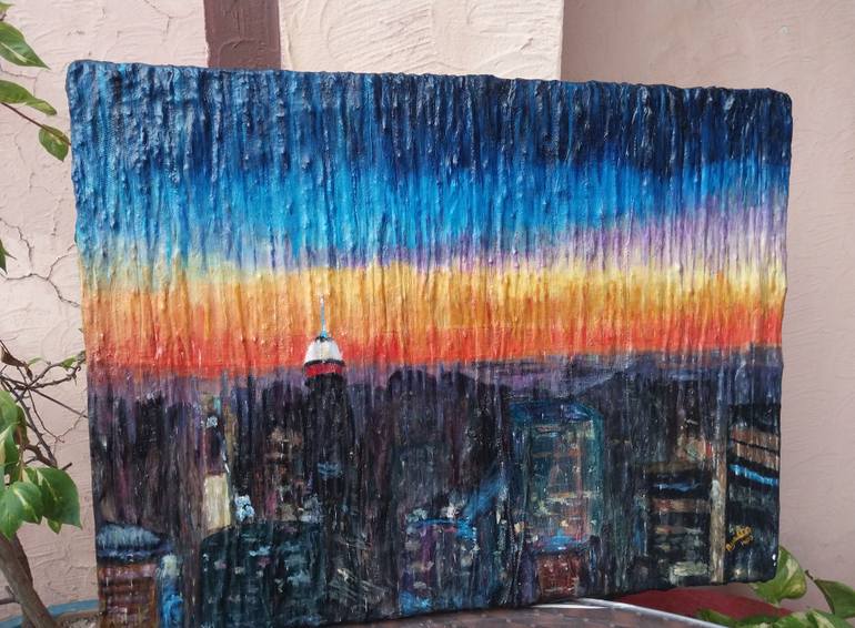 Original Art Deco Cities Painting by Ayesha Idrees