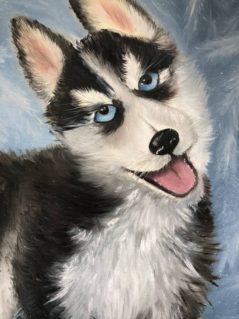 Husky Puppy Painting By Svitlana Dziuba 