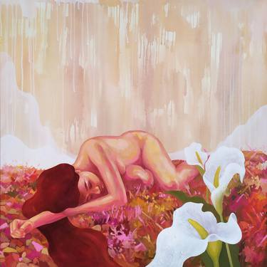 Dreeming - naked woman floral landscape thumb