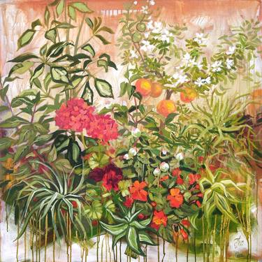 Original Abstract Garden Paintings by Ekaterina Prisich