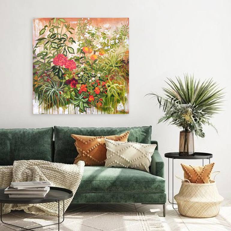 Original Abstract Garden Painting by Ekaterina Prisich