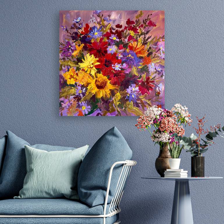 Original Abstract Floral Painting by Ekaterina Prisich