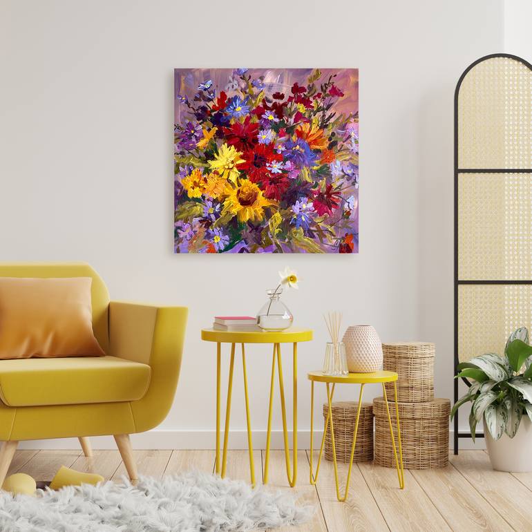 Original Abstract Floral Painting by Ekaterina Prisich