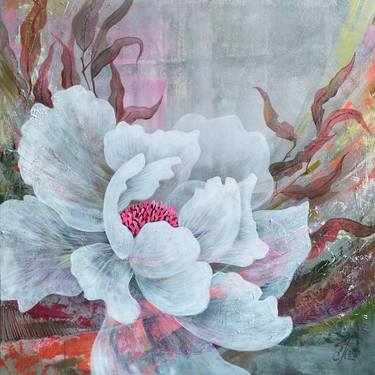 WEIGHTLESSNESS - GREY FLORAL PAINTING thumb