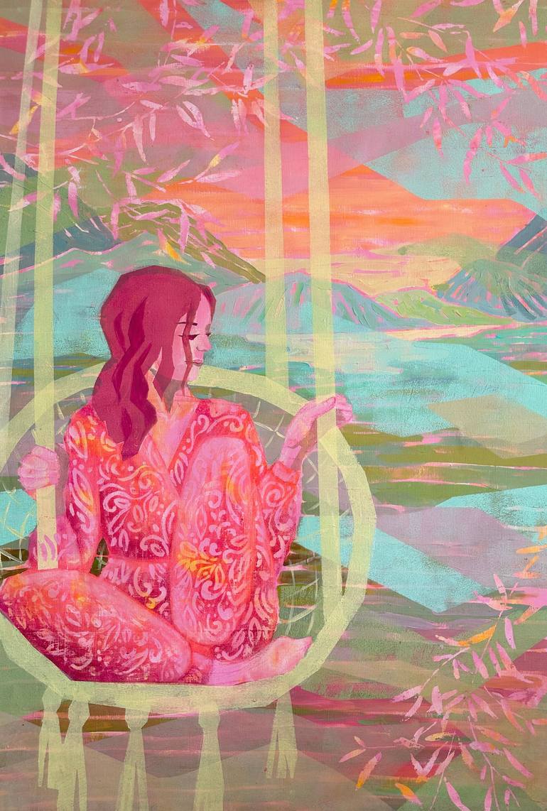 Original Landscape Painting by Ekaterina Prisich | Contemporary Art on Canvas | In a Swing Above The Hills
