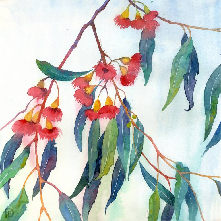 Blooming Eucalyptus Painting By Ekaterina Prisich Saatchi Art - How To Paint Eucalyptus Leaves