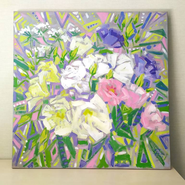 Original Abstract Floral Painting by Ekaterina Prisich