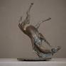 The active silhouette composition, in which movement, dynamics, wrestling are present, shows the temperament of the horse and its character.
The sculpture is called Rodeo where a horse threw his rider to the ground disobeying to his will.