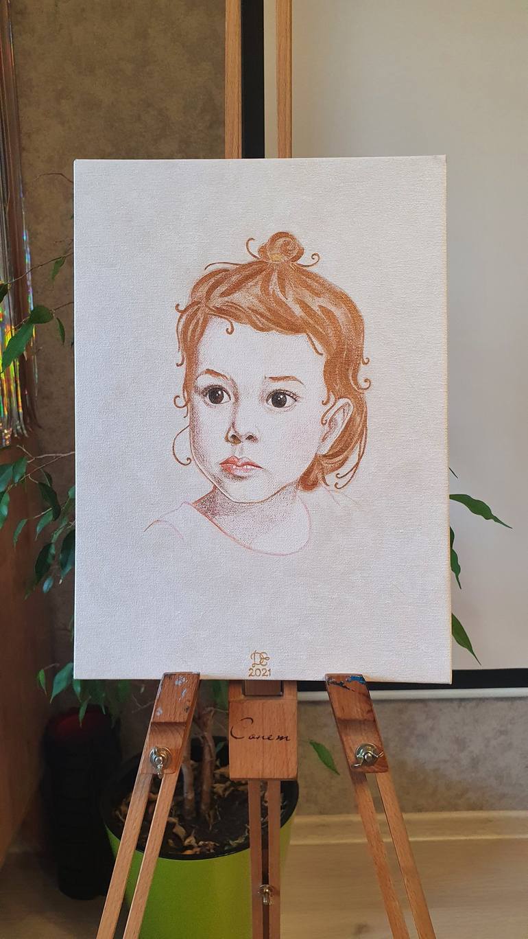 Original Minimalism Portrait Painting by Elena Danilov