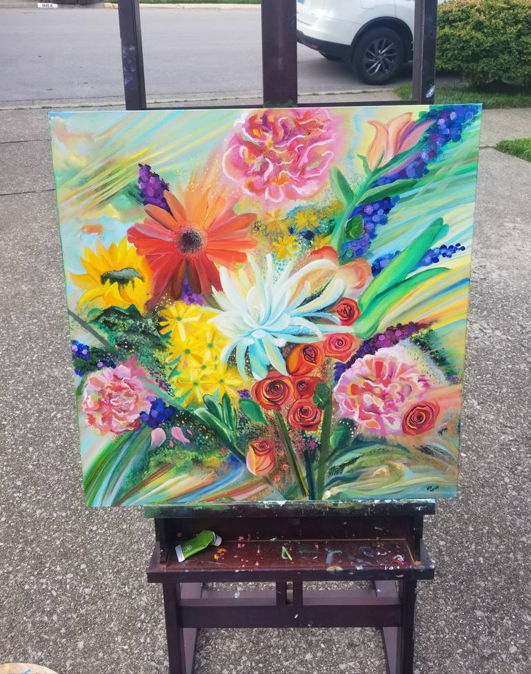 Original Expressionism Floral Painting by Kristin Smith