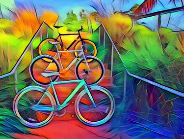 Print of Art Deco Bicycle Mixed Media by Patricia Nascimento