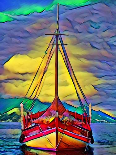 All Aboard vibrants, painting, beach, colors, summer, ship thumb