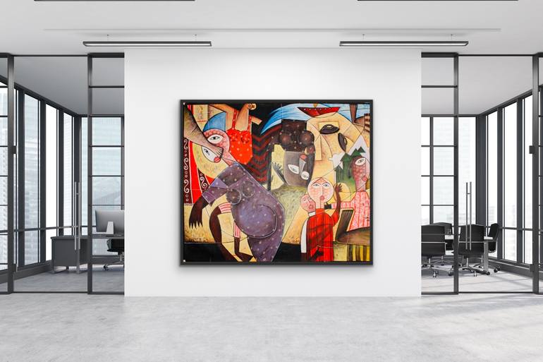 Original Cubism People Painting by GALLERY AUSTRALIA