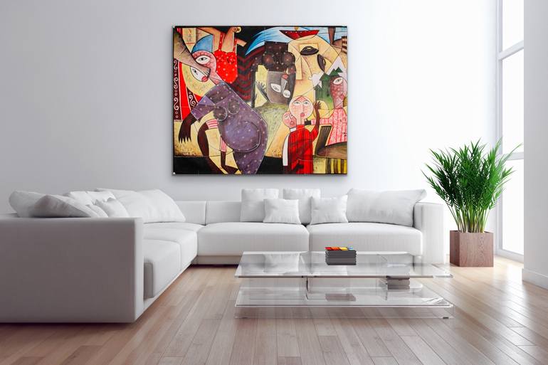 Original Cubism People Painting by GALLERY AUSTRALIA