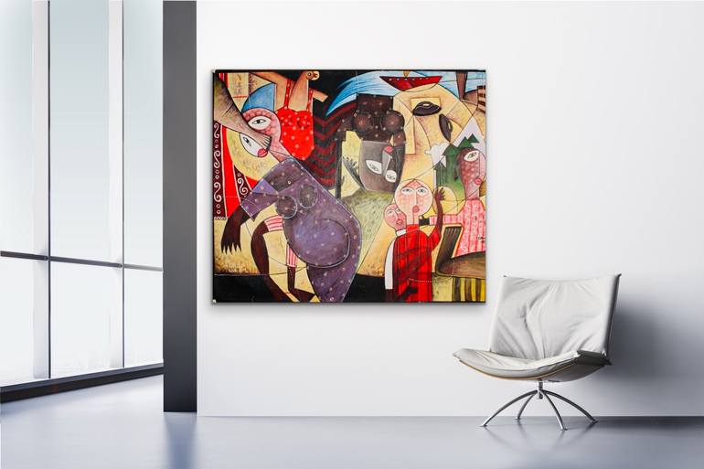 Original Cubism People Painting by GALLERY AUSTRALIA