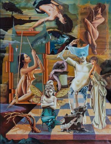 Print of Surrealism Nude Paintings by Cezar Ungureanu
