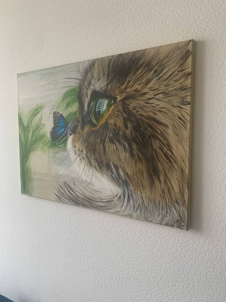 Original Art Deco Cats Painting by Elena Zilberman