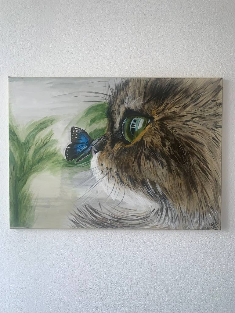 Original Art Deco Cats Painting by Elena Zilberman