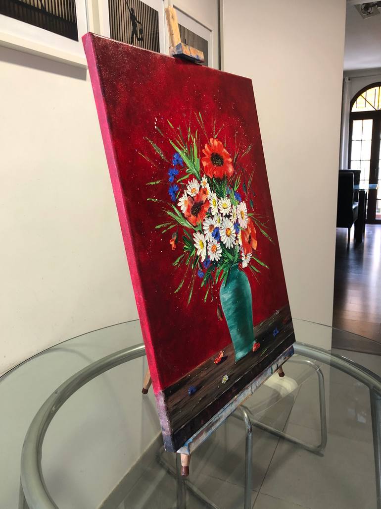 Original Art Deco Floral Painting by Svetlana Zaitseva