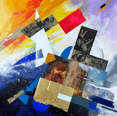 Original Abstract Expressionism Abstract Collage by David Edward Johnson